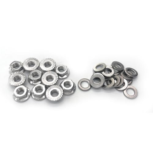 30 Sets M6x1.0-20mm Flanged Hex Head Bolts Kits, Flange Hexagon Screws, Hanger Bolts,Stainless Steel 18-8 (304), M6 Flange Bolt and Nuts,Washer for Securing Exhaust Components (M6x20mm) - size: M6x20mm