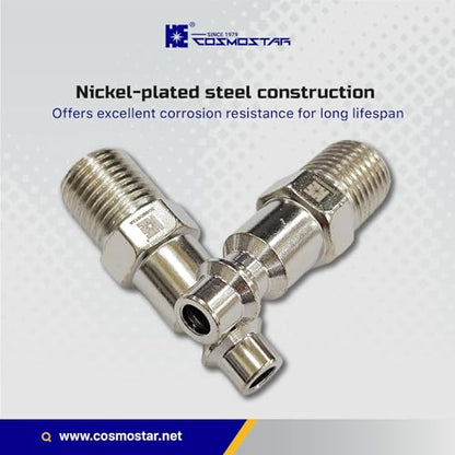COSMOSTAR Industries Steel 1/4" MNPT Air Plug Fitting, 1/4 Inch Plug and 1/4" NPT Connector - Industrial Type Quick Connect Plugs (1/4" PMNPT0, 5 PCS)