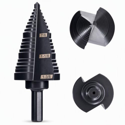 M2 HSS Step Drill Bit, 1/4"-1-3/8" Unibit, 118° Split Point