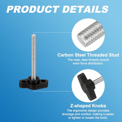 PATIKIL M5 x 45mm Tee Wing Thumb Screws, 6Pcs Carbon Steel Mechanical Handle Bolt Thumb Screws for Remove Replace Hand Clamping Tightening Knobs Power Supply, Black - size: M5 x 45mm
