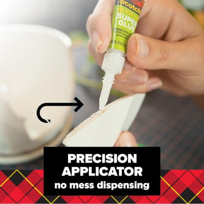 Scotch Super Glue Gel, .07 oz, 2-Pack, Dries Quickly with a Permanent Hold (AD112)