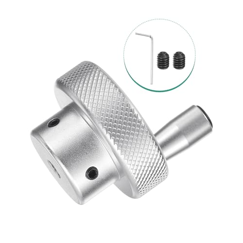HARFINGTON Aluminum Alloy Handwheel 40mm OD 4mm Bore Lathe Hand Wheel with Rotate Handle Aluminum Milling Machine Handle with Wrench and 2pcs Screws for Milling Machine Lathe, Silver Tone - size: 40mm x 4mm