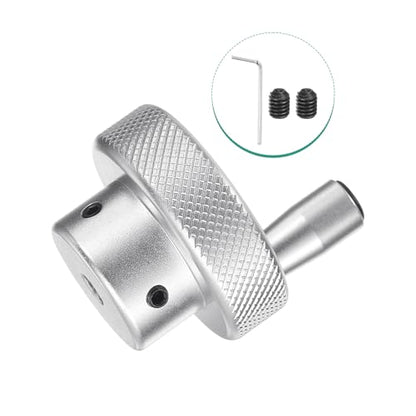HARFINGTON Aluminum Alloy Handwheel 40mm OD 4mm Bore Lathe Hand Wheel with Rotate Handle Aluminum Milling Machine Handle with Wrench and 2pcs Screws for Milling Machine Lathe, Silver Tone - size: 40mm x 4mm