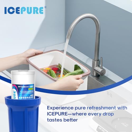 ICEPURE 5 Micron 10" x 4.5" Whole House Sediment and Iron Manganese Resin Water Filter Compatible with GE FXHTC, GXWH40L, RFC-BBSA W50PEHD Whirlpool WHKF-GD25BB GXWH35F GNWH38S Dupont WFHD13001, 3PACK - size: 3 Count (Pack of 1), style: PP Cotton + Iron M