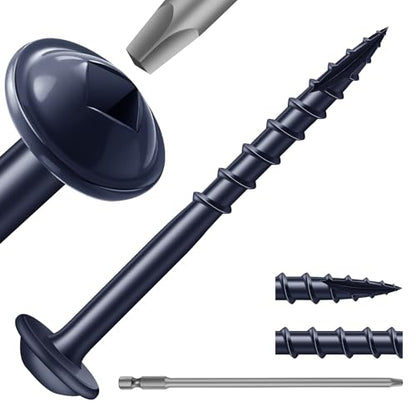 Pocket Hole Screws #8 x 1-1/2" (316Pcs) 2lb. Carbon Steel, Blue, Washer Head, Coarse Thread, Square Drive,150MM Drive Bit Included - color: Blue, size: #8 x 1-1/2"
