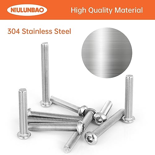 M6 x 30mm 35mm 40mm 45mm 50mm Button Head Socket Cap Screws Bolts 304 Stainless Steel Metric Allen Hex Drive, Machine Fully Threaded, Assortment Kit 50PCS - size: M6 x 30/35/40/45/50mm (50PCS)