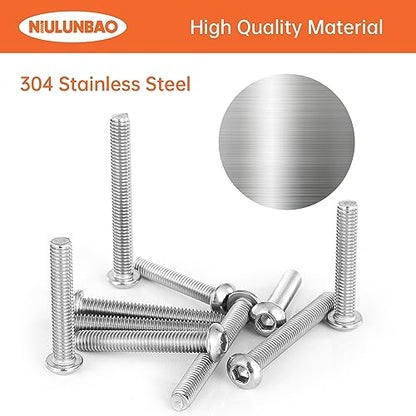 M6 x 30mm 35mm 40mm 45mm 50mm Button Head Socket Cap Screws Bolts 304 Stainless Steel Metric Allen Hex Drive, Machine Fully Threaded, Assortment Kit 50PCS - size: M6 x 30/35/40/45/50mm (50PCS)