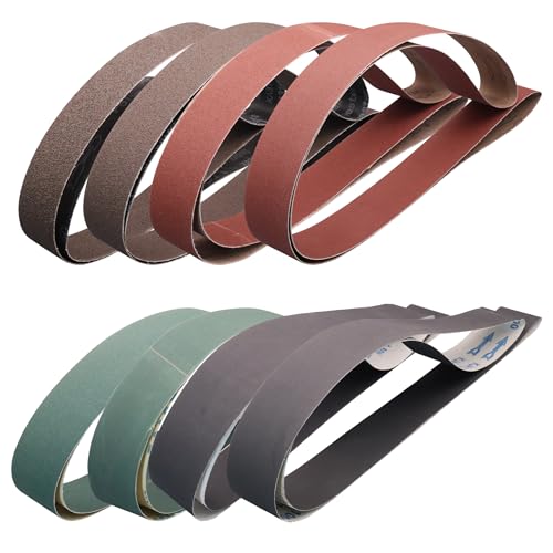 8 Pcs 2x72 Sanding Belts Assortment for Polishing - color: Alumina and Silicon Carbide, size: 60-1000 Grit