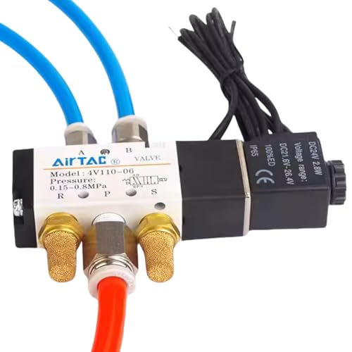 Solenoid Valve DC12V AirTAC 4V210-08 1/4"PT Outlet Wire Pneumatic Air 2 Position 5 Way Electric Single Coil Pilot-Operated - size: 1/4"PT, style: 4V210-08 DC12V Out of line