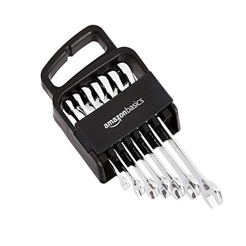 Amazon Basics Metric Ratcheting Combination Wrench Set, 7-Piece, Chrome Vanadium Steel, 72-Tooth, 8mm, 10mm, 12mm, 13mm, 14mm, 15mm, 17mm - color: Chrome, size: 7 Piece