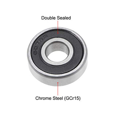 uxcell 607-2RS Deep Groove Ball Bearing 7x19x6mm Double Sealed ABEC-3 Bearings 5-Pack - size: 7mmx19mmx6mm