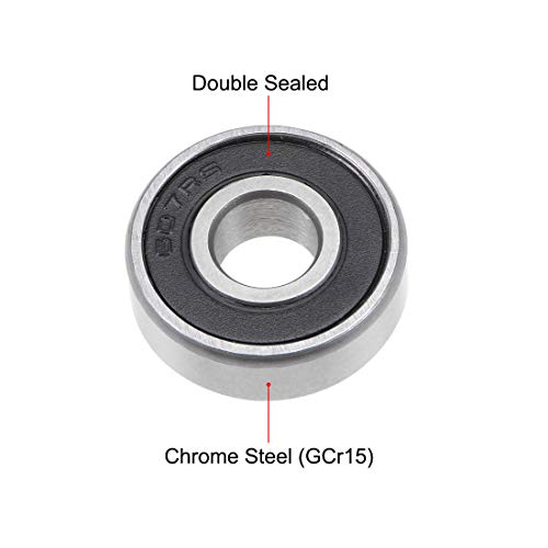 uxcell 607-2RS Deep Groove Ball Bearing 7x19x6mm Double Sealed ABEC-3 Bearings 5-Pack - size: 7mmx19mmx6mm