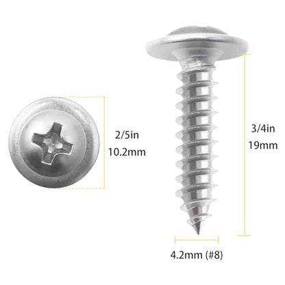 JEGONFRI 200PCS #8 x 3/4" 410 Stainless Steel Self Tapping Wood Screws - size: #8 x 3/4" Single, style: Self-tapping - Truss