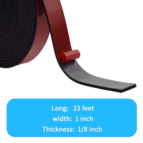 DEVNOL Self-Adhesive Neoprene Rubber Strips 1/8" Thick x 1” Wide x 23' Long, Sealing, Cushioning, Weather Stripping, Gaskets, and DIY Projects, Weatherproof - color: red adhesive backing, size: 1/8" 2" x 23'
