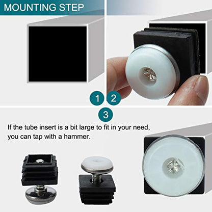 uxcell Leveling Feet 25 x 25mm Square Tube Inserts Kit Furniture Glide Adjustable Leveler for Table Desk Leg 8 Sets