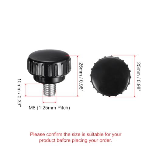 uxcell 4pcs Knurled Clamping Knobs M8 x 10mm Metric 304 Stainless Steel Male Thread Thumb Screw on Type 25mm Plastic Round Head Threaded Hand Bolt Stud Knobs Black - size: M8 x 10mm x25mm