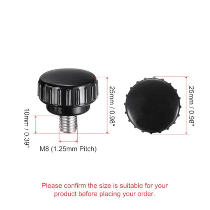 uxcell 4pcs Knurled Clamping Knobs M8 x 10mm Metric 304 Stainless Steel Male Thread Thumb Screw on Type 25mm Plastic Round Head Threaded Hand Bolt Stud Knobs Black - size: M8 x 10mm x25mm