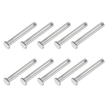 PATIKIL 6 x 45 mm Single Hole Clevis Pins, 10 Pcs 304 Stainless Steel Flat Head Pin for Hitch Pin Lock Link Hinge Systems, Silver - size: 6 x 45 x 41 mm