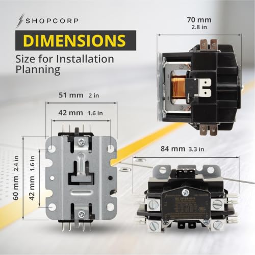 1 Pole 40 Amp AC Contactor, 24V Coil, UL Recognized, HVAC - style: 1 Pole 24V