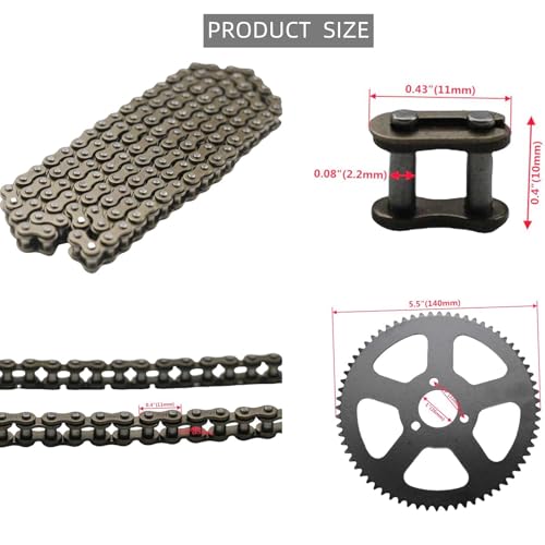 136Links Chain and 25H 68T Rear Sprocket Compatible for 49CC Mini Small Sports Car Pocket Bike 2 Stroke Off-Road Motorcycle