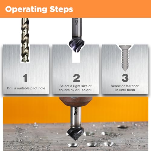 1/4"-3/4" M2 HSS Countersink Drill Bit Set 5 Pcs - size: Countersink Set (5 PCS)