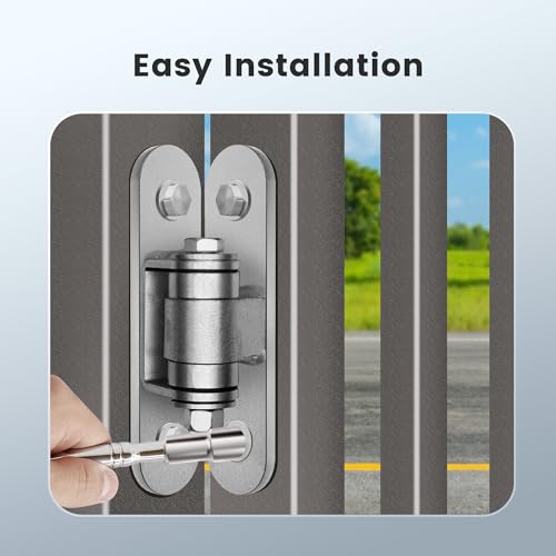 Eatra Large, Heavy Duty Gate Hinges with Sealed Bearings and 8 Screws, Adjustable Yoke Pivot, Suitable for Large Driveway Gates Up to 1100 Pounds, Two Pack, Carbon Black (2pcs Silver) - color: 180 Gate Hinge 2pcs silver