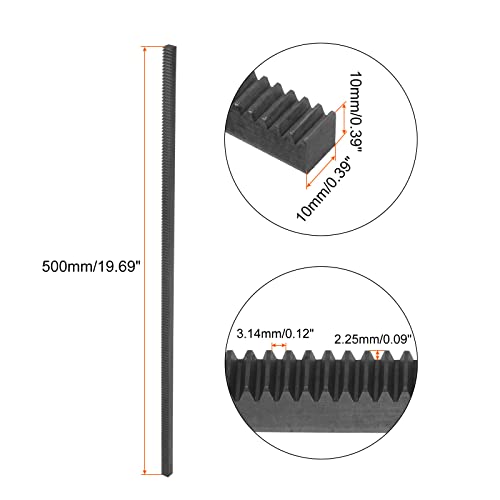 uxcell Steel Gear Rack, 2 Pcs 1Mod 500mm x 10mm x 10mm Total 3.3 ft Heavy Duty Straight Linear Spur Rack for Machines Automotive - size: 500mm x 10mm x 10mm