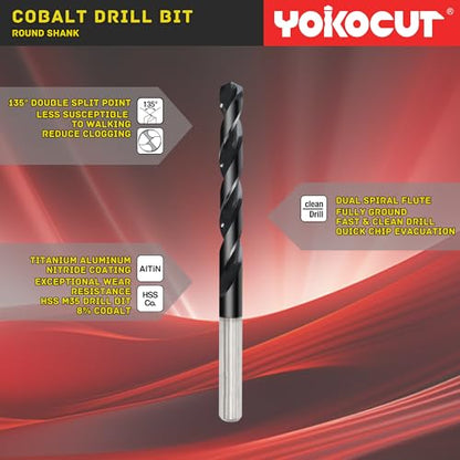 1/8 Inch Cobalt Drill Bit 10PCS | High Speed Steel | Drill Bit for Stainless Steel and Hardened Metal | HSS M35 Titanium Aluminum Nitride Coating - size: 1/8 Inch