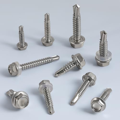 Self Drilling Screws for Metal,#12 x 1-1/4" (80Pcs),Hex Washer Head 410 Stainless Steel,Self Tapping - size: #12 x 1-1/4''