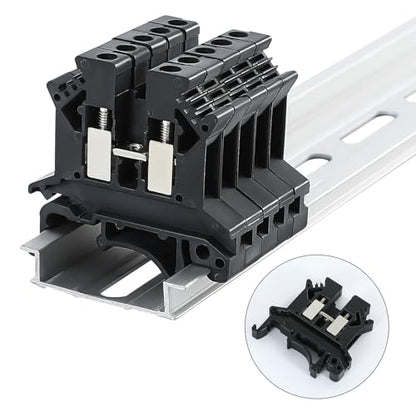 100PCS UK-2.5B Din Rail Terminal Block - Insulation Material Shell, Wide Application for 12-22 AWG 20A 600V Soar Project, PLC Industrial Control Automation Panel Automotive RV - Black - color: 100pcs Black