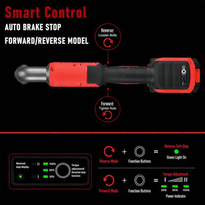 AOBEN 3/8" Brushless Right Angle Impact Wrench for Auto Repair &Tight Space - color: Venetian Red