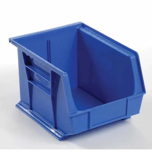 Quantum Storage QUS239 Heavy-Duty Stackable Plastic Storage Bins for Workshop, Warehouse & Garage, Ultra Stack & Hang, 10-3/4" x 8-1/4" x 7", Blue, 6-Pack - color: Blue