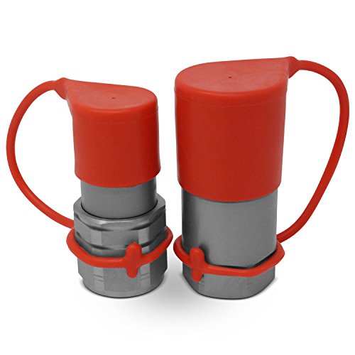 Summit Hydraulics 3/4" NPT Skid Steer Flat Face Hydraulic Quick Connect Couplers/Couplings Set w/Dust Caps (Pack of 2) - size: 3/4 inch (Pack of 2)