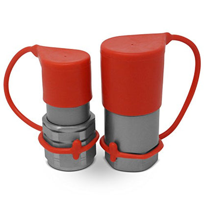 Summit Hydraulics 3/4" NPT Skid Steer Flat Face Hydraulic Quick Connect Couplers/Couplings Set w/Dust Caps (Pack of 2) - size: 3/4 inch (Pack of 2)