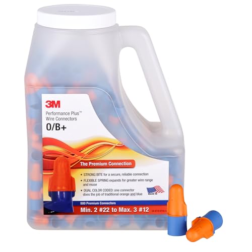 3M Performance Plus Wire Connector, O/B+JUG, 22-12 AWG, Jug of 500 - size: Jug of 500