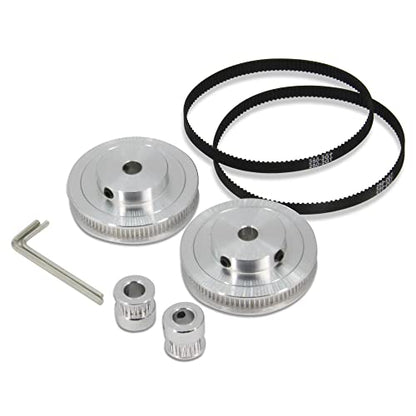 2Kit 2GT Synchronous Wheel 20&80 Teeth 8mm Bore Aluminum Timing Pulley with 2pcs Length 250mm Width 6mm Belt (20-80T-8B-6) - size: 20-80T-8B-6