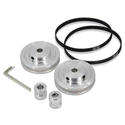 2PCS Set GT2 Synchronous Wheel 20&80 Teeth 8mm Bore Aluminum Timing Pulleys with 2PCS Length 250mm Width 6mm Belt (20-80T-8B-6) - style: 20-80T-8B-6
