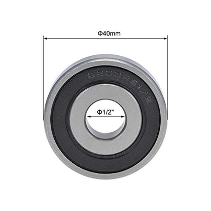 uxcell 6203-1/2-2RS Deep Groove Ball Bearings 1/2-inch Inner Dia 40mm OD 12mm Bore Double Sealed Chrome Steel Z2 2pcs - size: 1/2"x40mmx12mm