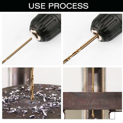 Narwhal 1/4" Drill Bits (M35 Cobalt - 13 Pack) 4 Inch Length for Drilling Into Metal, Hardened & Stainless Steel - size: 1/4 in