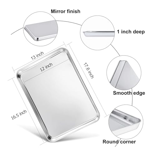 TeamFar Baking Sheet, 17.6"x 13" x 1" Stainless Steel Large Cookie Sheet - size: 17.6" x 13" x 1"
