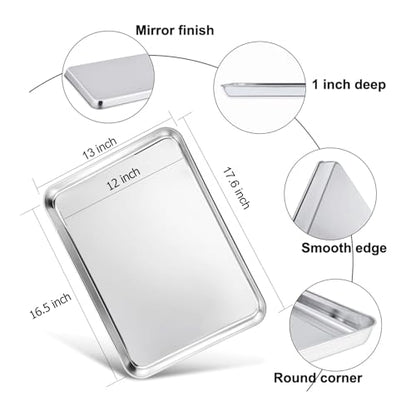 TeamFar Baking Sheet, 17.6"x 13" x 1" Stainless Steel Large Cookie Sheet - size: 17.6" x 13" x 1"