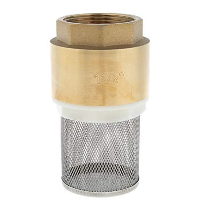 Baosity Brass Foot Valve Mesh Check Valve with Strainer Filter DN40 1-1/2 Inch, Installed at a Pump or at The Bottom of a Pipe line