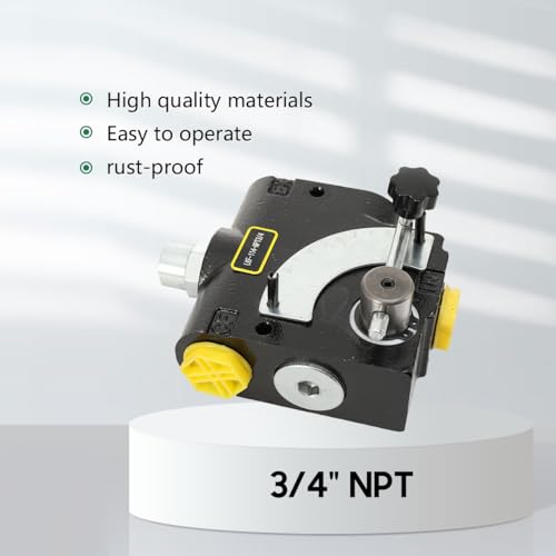 Hydraulic Adjustable Variable Flow Control Valve w/Relief, 0-30 GPM, 3/4” NPT Port Size,500-3000 PSI Pressure Relief Valve Adjustment Range, 30.38Gal/min