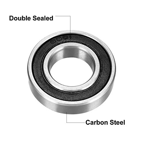 uxcell 6901-2RS Deep Groove Ball Bearing 12mm x 24mm x 6mm Double Sealed Carbon Steel Bearings 8pcs - size: 12mmx24mmx6mm