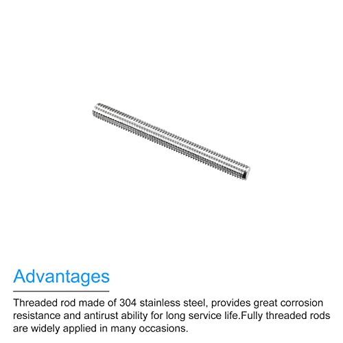 MECCANIXITY Fully Threaded Rod M5 x 50mm 0.8mm Thread Pitch 304 Stainless Steel Right Hand Threaded Rods Bar Studs 5 Pack - size: M5 x 50mm