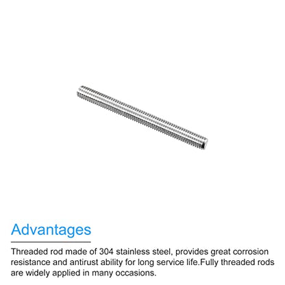 MECCANIXITY Fully Threaded Rod M5 x 50mm 0.8mm Thread Pitch 304 Stainless Steel Right Hand Threaded Rods Bar Studs 5 Pack - size: M5 x 50mm