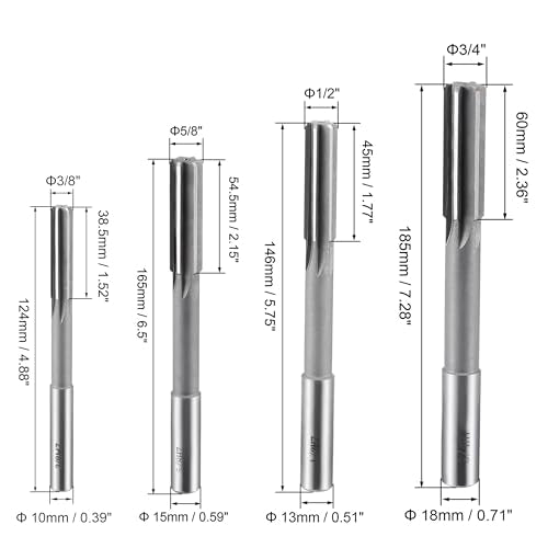 uxcell 3/8" 5/8" 1/2" 3/4" Chucking Reamer H7 Accuracy 6 Straight Flutes