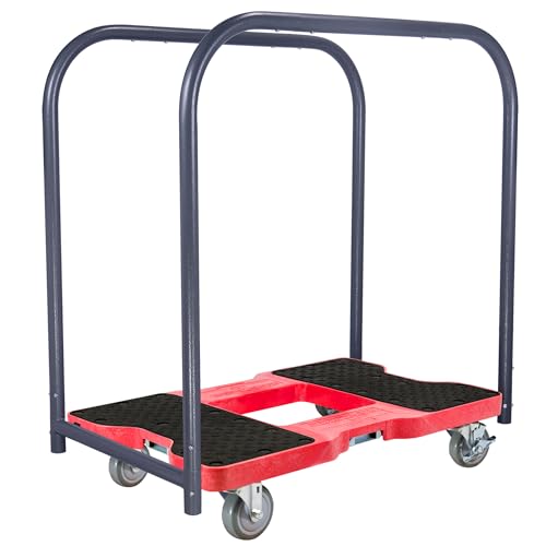 SNAP-LOC, Heavy Duty Moving Dolly 4 Wheels, 1,500 lb with Panel Bars, 4 Inch Casters, Dollies for Moving Cargo, E Strap Attachment Included, Red - style: Panel Cart Dolly, Red