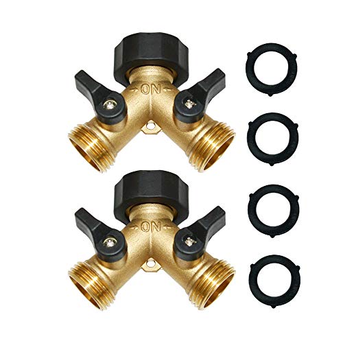 HQMPC 2-Way Garden Hose Splitter - 3/4" Female & 2 Male, 2 Pcs - size: 3/4" BL