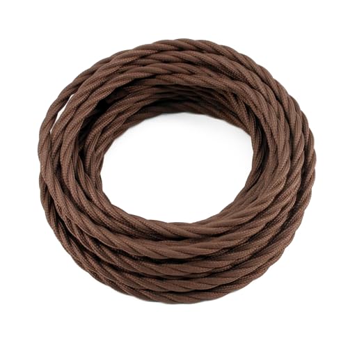 3 Core Fabric Cloth Covered Lamp Twisted Wire, PRUNLLA Vintage Industrial Electrical Cord, Flexible Cable for Retro Lamp, DIY Projects (Brown) - color: Brown